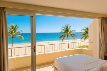 tropical beach with palm for summer
