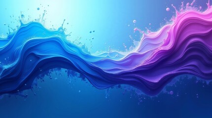 Cool Cyan and Violet Abstract Paint Flow