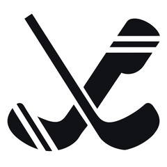 Two Crossed Black Hockey Sticks with Stripes Against a White Background