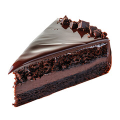 Decadent Slice of Chocolate Cake with Rich Ganache and Crumbly Texture
