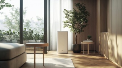 Fototapeta premium Bright, modern indoor space with greenery