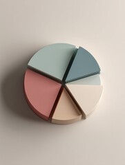 Fototapeta premium Pastel Color Pie Chart with Missing Slice on Muted Background