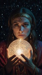 Naklejka premium girl with a magic ball