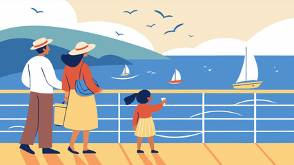 Obraz premium Family cruise vacation trip travel destination holiday summer adventure ocean view sailing seascape getaway