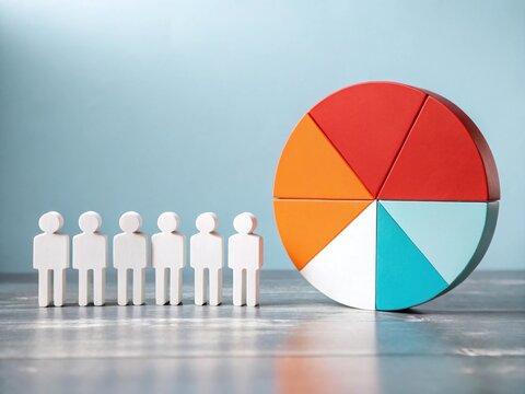 Marketing Audience Segmentation with Pie Chart and People Icons