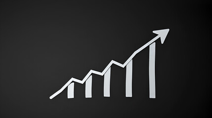 A graph upward arrow indicates growth or positive trends on a black background, symbolizing financial success or market performance. compounding effect, exponential