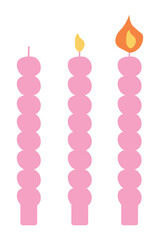 Pink holiday candles for cake - vector illustration