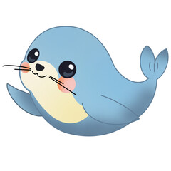 Little seal -blue bird with a gift