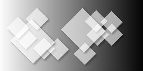Obraz premium Overlapping Geometric Squares and Rectangles in Shades of Black white Evoking Order and Balance. black gradient background with transparent polygonal shapes and modern design elements. square design.