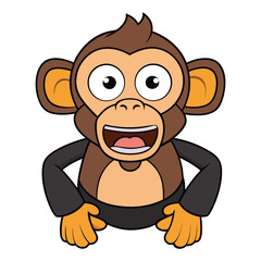 Fototapeta premium Scared Chimpanzee Vector Icon Illustration