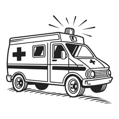 Naklejka premium a black and white drawing of a ambulance