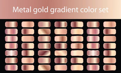 Golden gradients set. Metallic gold gradients. Elegant gold gradients collection.