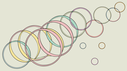 Pastel circles rings overlapping design pattern background abstract art illustration graphic element vector image