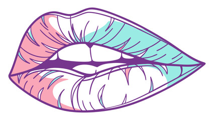 Obraz premium Pastel lips illustration vector art design for beauty fashion and makeup with unique color palette