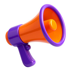 Blue megaphone loudspeaker used for announcements and communication isolated on white background