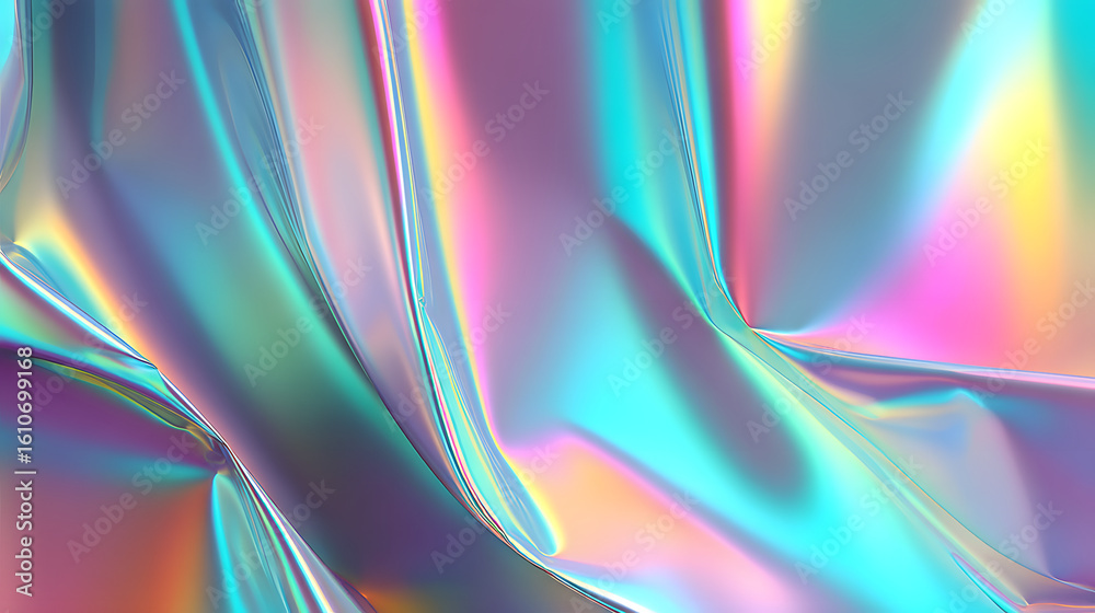 Poster abstract iridescent texture: a captivating display of light and color unfolds, as a mesmerizing arra
