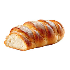 Freshly Baked Braided Bread Loaf with Sugar Powder, deliciously showcased on a transparent background