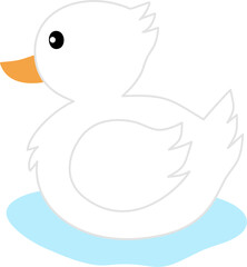 white duck cartoon swimming in the water