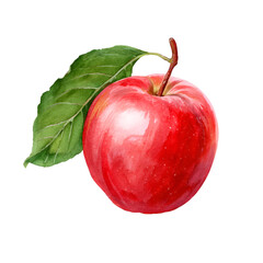 Vibrant Red Apple: A close-up of a luscious, perfectly ripe red apple, its skin gleaming with freshness, a crisp green leaf adding a touch of contrast.