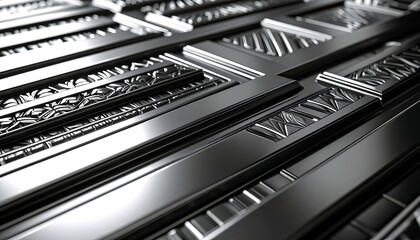 Abstract metallic texture with repeating geometric patterns and varying depths