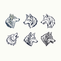 Wolf head icon set. Adobe Illustrator Artwork
