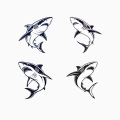 Shark icon set vector, Adobe Illustrator Artwork