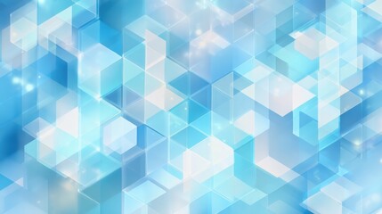 Fototapeta premium A vibrant blue abstract background featuring translucent geometric shapes and a soft, dreamy atmosphere.