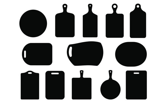 Cutting Board Silhouette Collection &ndash; Varied Kitchen Surface Icons for Culinary, Branding & DIY Projects