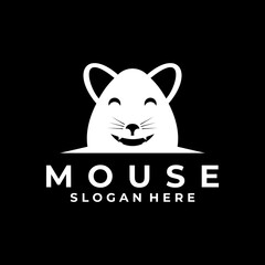 Mouse head logo design. Smiling mouse animal logo design