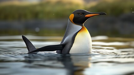 Fototapeta premium Elegant penguin swimming with perfect balance high resolution picture