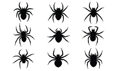 Spider Silhouette Pack &ndash; Diverse Arachnid Poses for Halloween, Educational & Nature-Inspired Designs