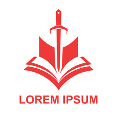 Sword And Book Vector Logo Illustration Design