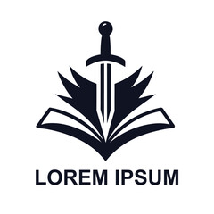 Sword And Book Vector Logo Illustration Design