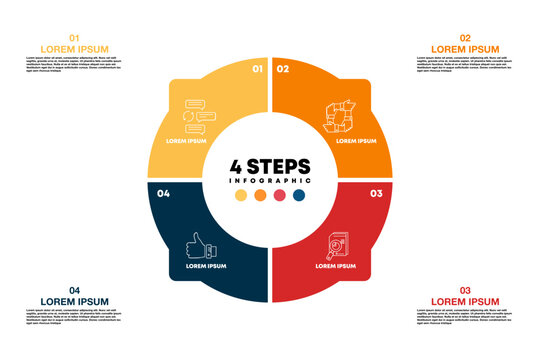 Circle chart infographic template with 4 options for strategy presentations. Vector illustration Eps	
