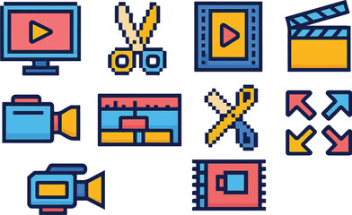 video editor icon set. eps 10 illustration
