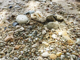 Close up of beach pebble texture.