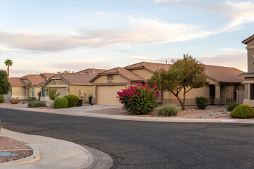 Obraz premium Typical neighborhood street with houses in an Arizona 