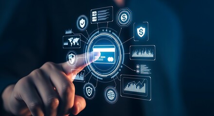 Modern Banking Interface with Credit Card Data Security and Online Financial Transaction Protection Systems