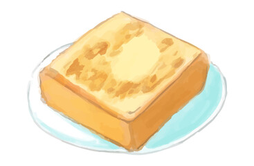 線画あり水彩風のトーストイラスト（Toast Set 1-1）