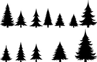 Obraz premium Silhouettes of Pine Trees vector bundle