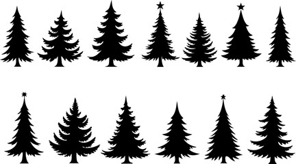 Naklejka premium : Pine Tree Trio vector bundle
