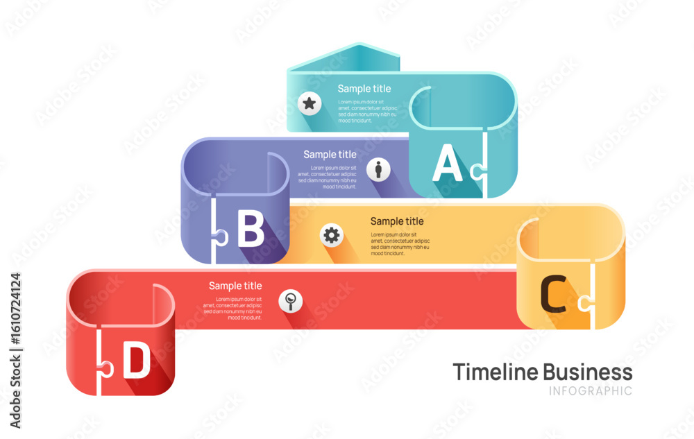 Wall mural infographics timeline business 4 steps to success, presentation template with icon elements vector i