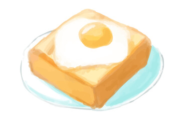 線画なし水彩風のトーストイラスト（Toast Set 2-2）