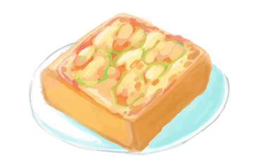 線画なし水彩風のトーストイラスト（Toast Set 2-3）