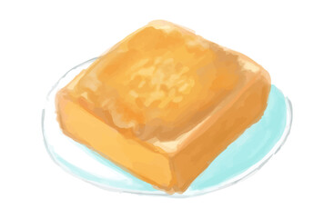 線画なし水彩風のトーストイラスト（Toast Set 2-6）