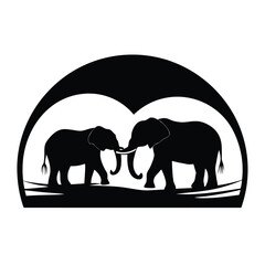 Sunset Scene with Elephants