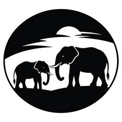 Safari Elephants at Dusk