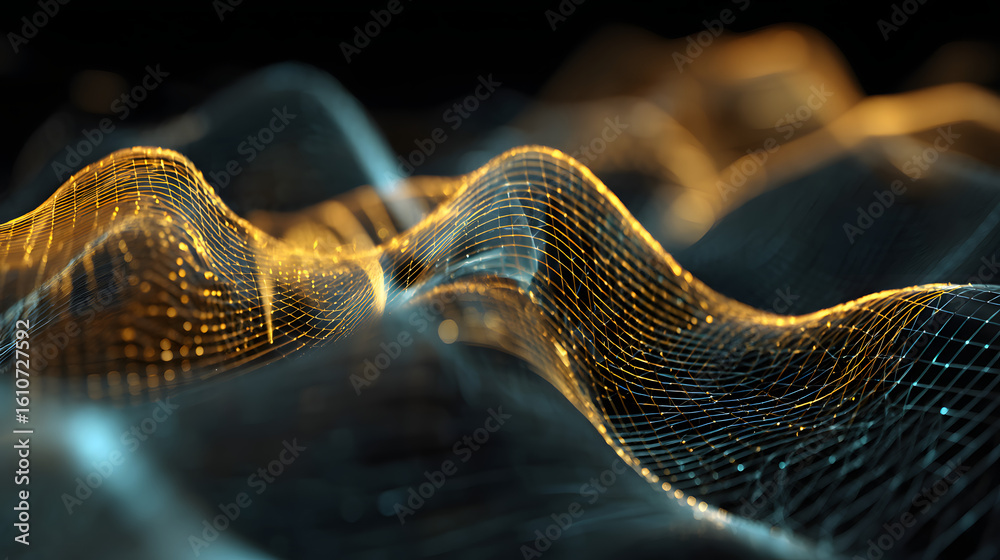 Poster abstract digital waves: an alluring visualization of digital data waves. it depicts a complex networ