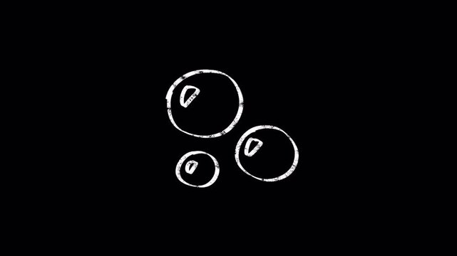 Simple Hand-Drawn Bubbles Animation on Black Background, Abstract Concept