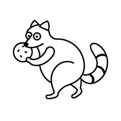 Fototapeta premium Raccoon sneakily stealing a Christmas cookie in festive holiday scene line art vector illustration
